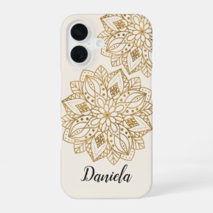 Elegantes goldenes Natur-Mandala-iPhone-Case für s iPhone 16 Hülle