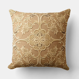 Elegantes goldenes ornamentales Blumenmuster Kissen