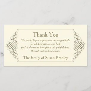 Elegantes goldenes Rahmen-Beileid danken Ihnen Dankeskarte