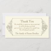 Elegantes goldenes Rahmen-Beileid danken Ihnen Dankeskarte (Vorderseite)