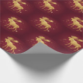 elegantes goldenes Rentier-Rot-Weihnachtsmuster Geschenkpapier (Ecke)