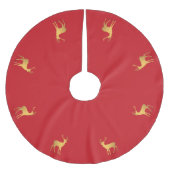 Elegantes goldenes Rentiermuster Polyester Weihnachtsbaumdecke (Vorderseite)