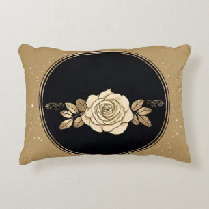 Elegantes Goldenes-Rosen-Design auf einem schwarze Dekokissen
