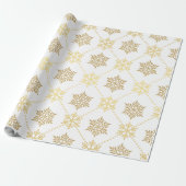 Elegantes goldenes Schneeflocken-Muster Geschenkpapier (Ungerollt)