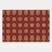 Elegantes goldenes Schneeflocken-Muster Geschenkpapier Set (Vorderseite 2)