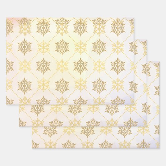 Elegantes goldenes Schneeflocken-Muster Geschenkpapier Set (Set)
