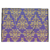 Elegantes goldenes Schneeflocken-Muster Große Geschenktüte (Rückseite)