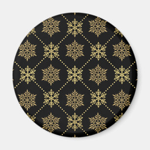 Elegantes goldenes Schneeflocken-Muster Magnet