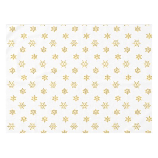 Elegantes Goldenes Schneeflockenmuster auf Weiß Tischdecke (Vorderseite (Horizontal))