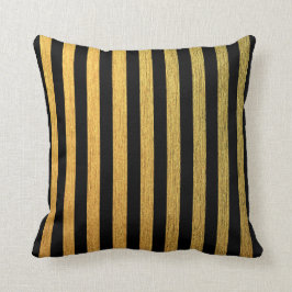 Elegantes goldenes schwarzes gestreiftes Muster Kissen
