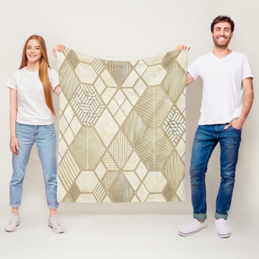 Elegantes goldenes Sechseckmuster - Marmor 4 Fleecedecke (Beispiel)