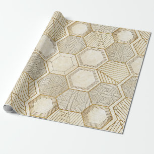 Elegantes goldenes Sechseckmuster - Marmor Geschenkpapier