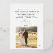 Elegantes goldenes Skript 2 Foto Hochzeit Dankesch Folieneinladung (Rückseite)