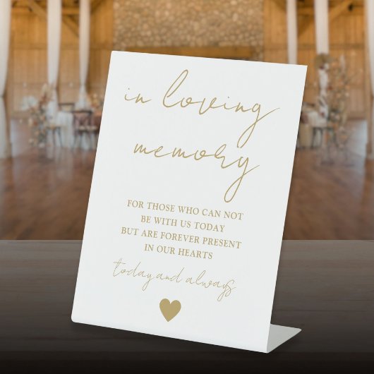 Elegantes Goldenes Skript für das lieben Erinnern Sockelschild