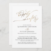 Elegantes Goldenes Skript glücklich immer nach dem Einladung (Vorne/Hinten)