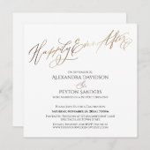 Elegantes Goldenes Skript glücklich immer nach dem Einladung (Vorne/Hinten)