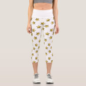 Elegantes goldenes Sternenmuster Capri Leggings (Vorderseite)
