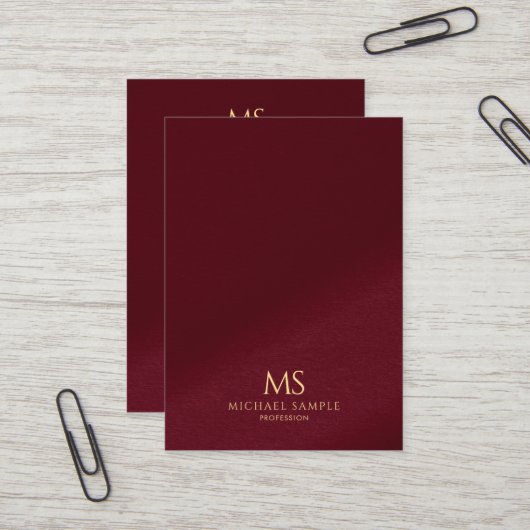 Elegantes goldenes Textmonogramm vertikale Mighty- Visitenkarte (Vorderseite/Rückseite Beispiel)