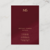 Elegantes goldenes Textmonogramm vertikale Mighty- Visitenkarte (Rückseite)