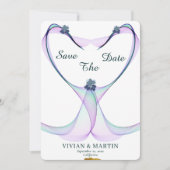 Elegantes goldenes und Lila Herz Save the Date Einladung (Vorderseite)