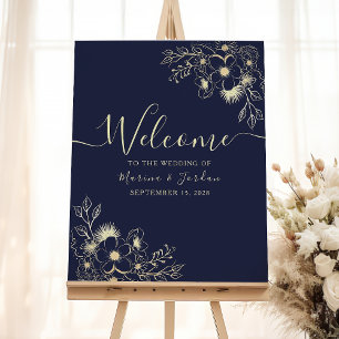 Elegantes goldenes und marineblaues Hochzeits-Will Poster