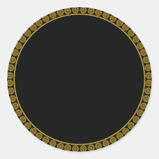 Elegantes, goldenes und schwarzes elegantes Muster Runder Aufkleber (Vorderseite)