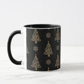 Elegantes goldenes und schwarzes Weihnachtsmuster Tasse (Links)