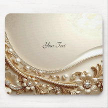 Elegantes goldenes verziertes Blumen-Mauspad