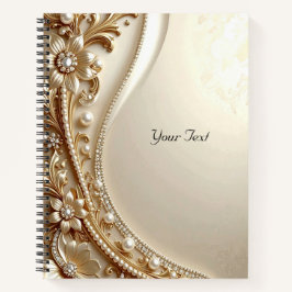 Elegantes goldenes verziertes Blumen Notizbuch