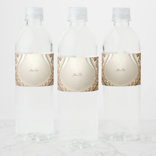 Elegantes goldenes, verziertes Blumen-Wasserflasch Wasserflaschenetikett