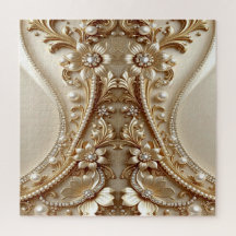 Elegantes goldenes verziertes Blumenpuzzle