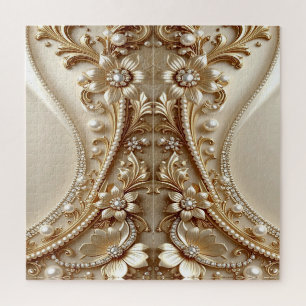 Elegantes goldenes verziertes Blumenpuzzle Puzzle