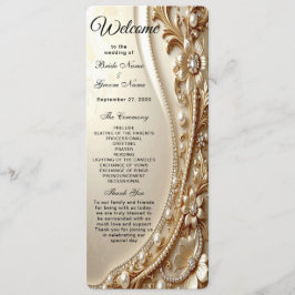 Elegantes goldenes, verziertes florales Hochzeitsp Programm