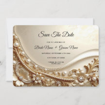 Elegantes goldenes verziertes florales Save-The-Da