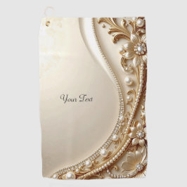 Elegantes goldenes, verziertes Golfhandtuch mit Bl