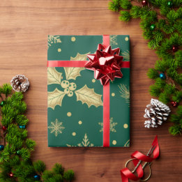 Elegantes goldenes Weihnachts-Nahtlosmuster – Luxu Geschenkpapier