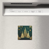 Elegantes goldenes Weihnachtsbaum-Muster Magnet (In Situ (Geschirrspüler))