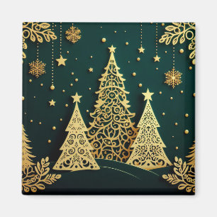 Elegantes goldenes Weihnachtsbaum-Muster Magnet
