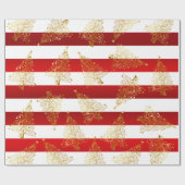Elegantes goldenes Weihnachtsbaummuster Geschenkpapier (Flach)