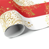 Elegantes goldenes Weihnachtsbaummuster Geschenkpapier (Rolleneckpunkt)