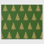 Elegantes goldenes Weihnachtsbaummuster Geschenkpapier (Flach)