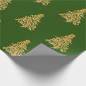 Elegantes goldenes Weihnachtsbaummuster Geschenkpapier (Ecke)