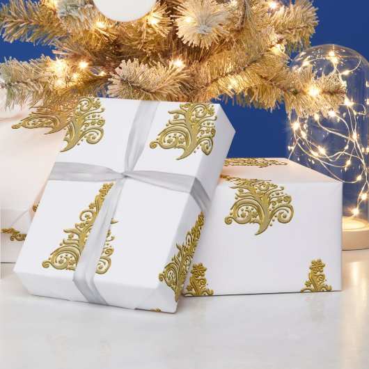 Elegantes goldenes Weihnachtsbaummuster Geschenkpapier (Feiertage)