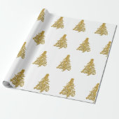 Elegantes goldenes Weihnachtsbaummuster Geschenkpapier (Ungerollt)