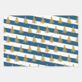 Elegantes goldenes Weihnachtsbaummuster gestreift Geschenkpapier Set (Vorderseite 3)
