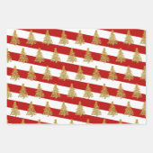 Elegantes goldenes Weihnachtsbaummuster gestreift Geschenkpapier Set (Vorderseite)