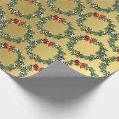 Elegantes goldenes Weihnachtskrautmuster Geschenkpapier (Ecke)