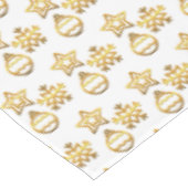 Elegantes goldenes Weihnachtsmuster auf Weiß Tischdecke (Schrägansicht)