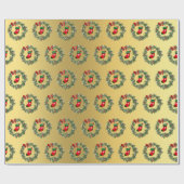 Elegantes goldenes Weihnachtssocken & Wreath Muste Geschenkpapier (Flach)