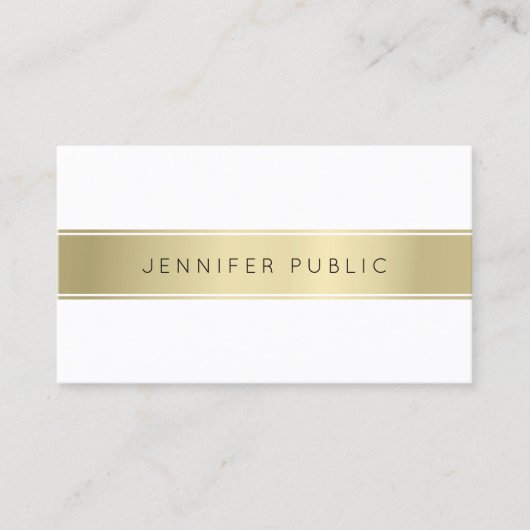 Elegantes goldenes weißes Design Vorlage schön sch Visitenkarte (Vorderseite)